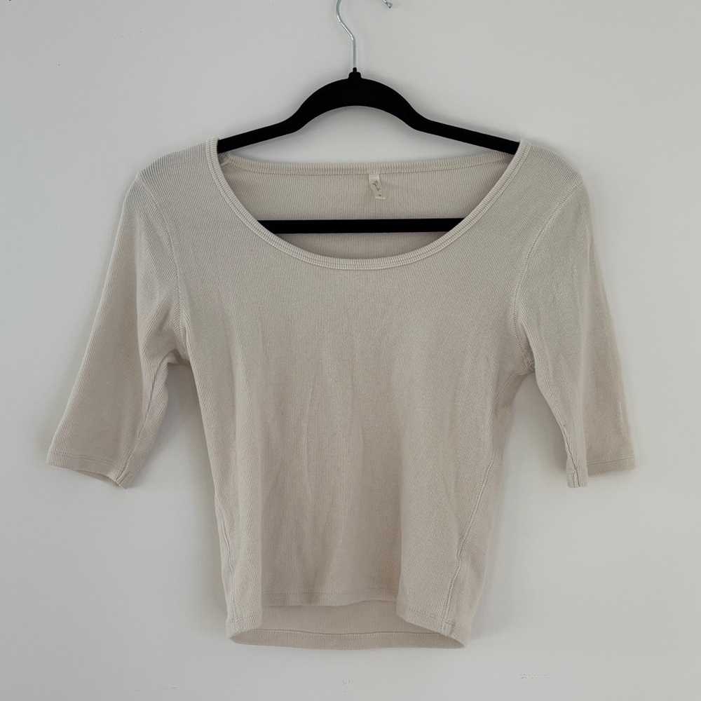 Rylee + Cru Cream Short Sleeve Top